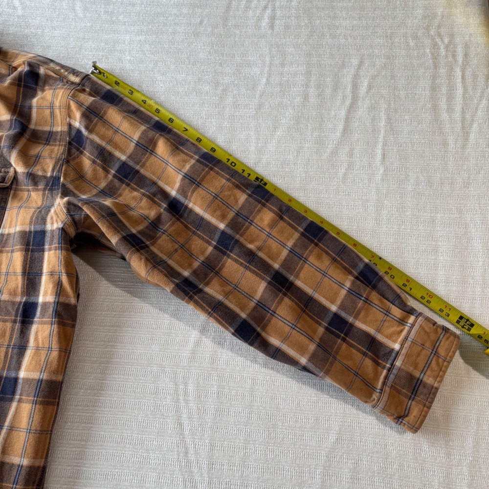 Carhartt Mens 2XL Plaid Flannel Button Down Shirt Brown Blue Cotton S145BRN - Picture 7 of 10